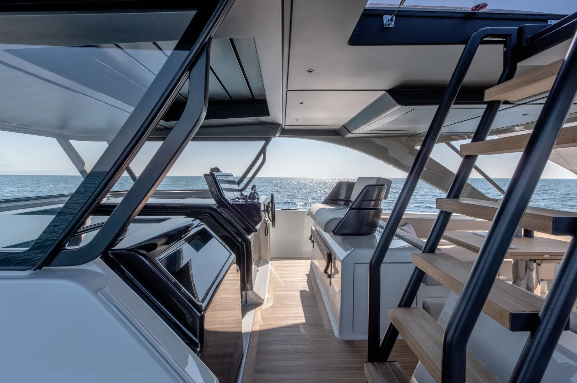 Upper helm and cockpit stairs